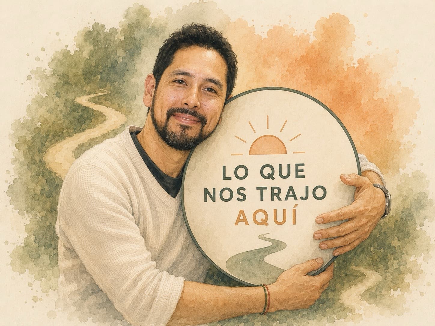 Retrato en acuarela del programa Lo que nos trajo aquí